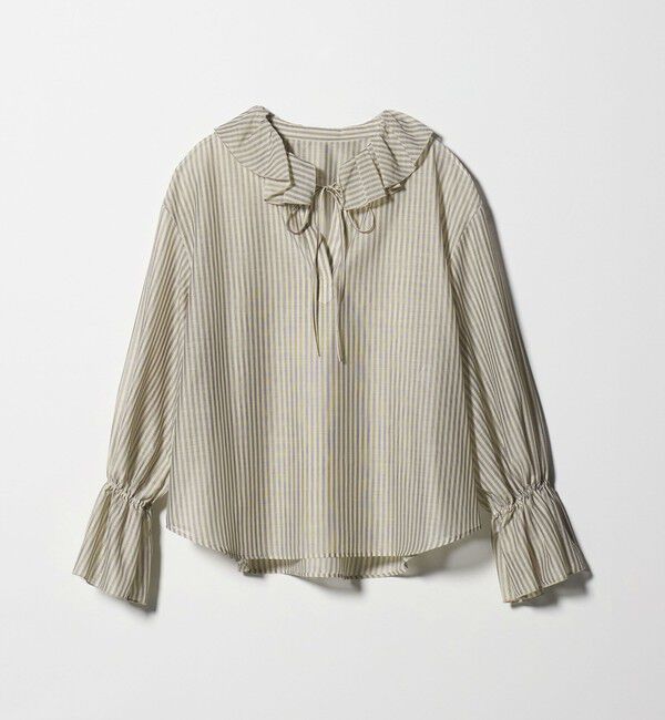 BEAUTY&YOUTH UNITED ARROWS「ストライプ ラッフル スキッパーブラウス ウォッシャブル」|シャツ・ブラウス|BEIGE