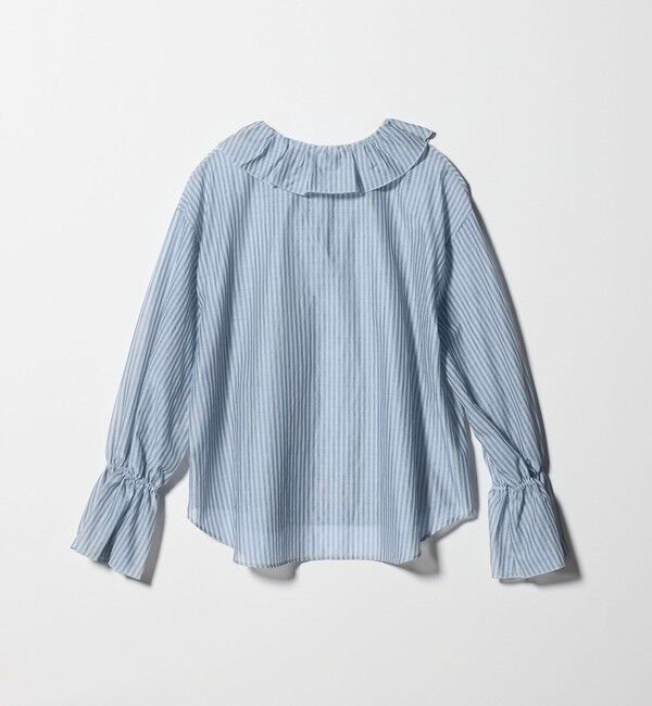 BEAUTY&YOUTH UNITED ARROWS「ストライプ ラッフル スキッパーブラウス ウォッシャブル」|シャツ・ブラウス|