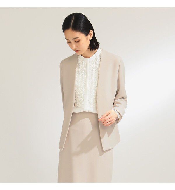 Demi-Luxe BEAMS 「トリアセ カラーレスジャケット＊」|ノーカラージャケット|