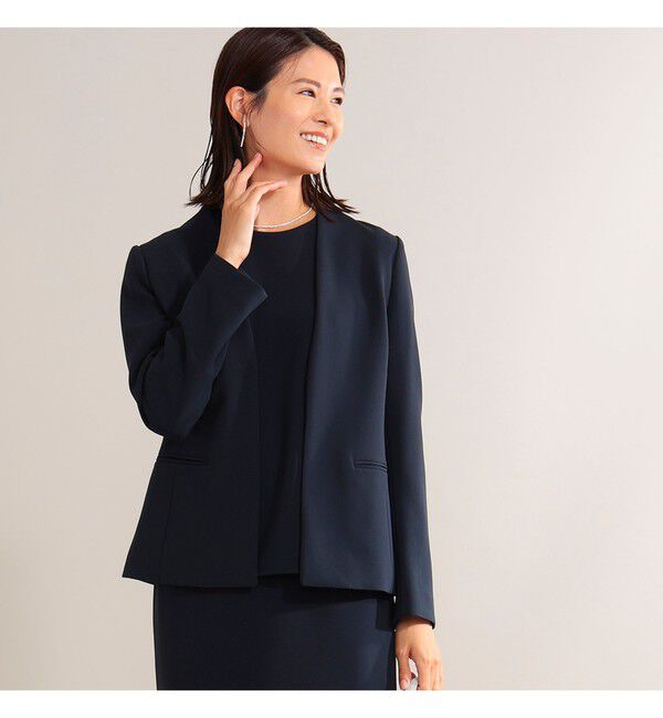 Demi-Luxe BEAMS 「トリアセ カラーレスジャケット＊」|ノーカラージャケット|