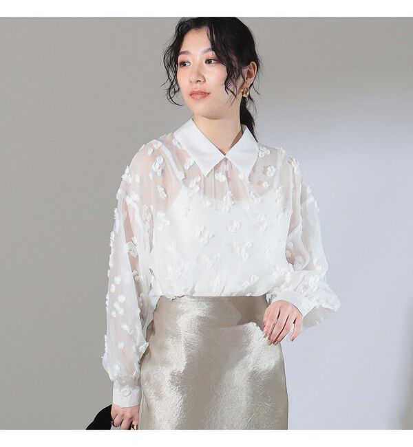 Demi-Luxe BEAMS 「シアーカット ジャガード ブラウス」|シャツ・ブラウス|