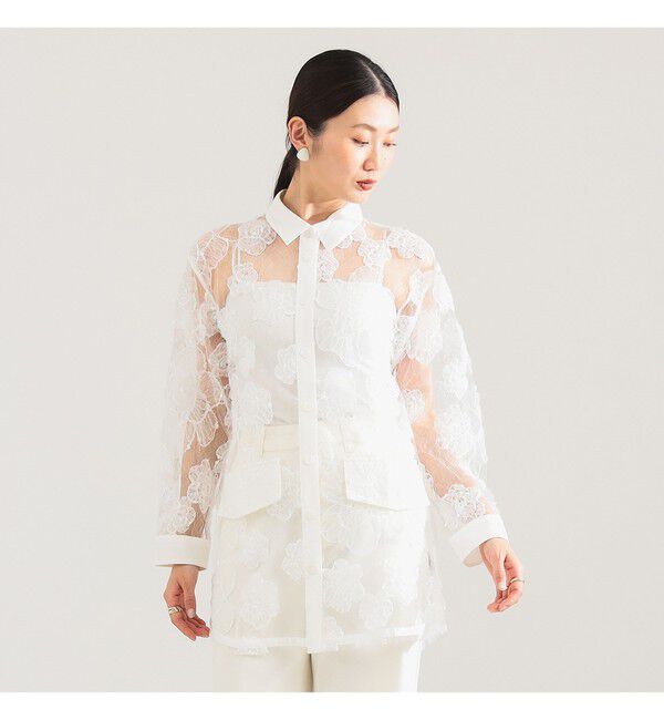 Demi-Luxe BEAMS 「BAUM UND PFERDGARTEN / フラワーレース シャツ」|シャツ・ブラウス|WHITE