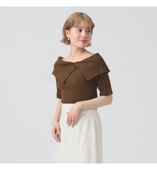 Ray BEAMS 「ビッグカラー オフショルダー Tシャツ」|Tシャツ・カットソー|BROWN