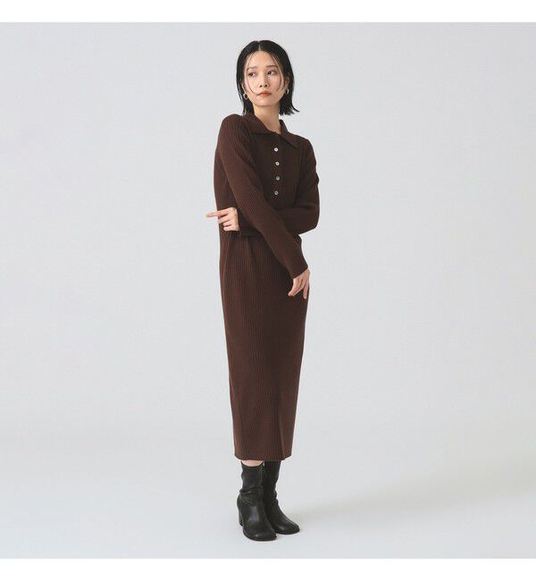 Ray BEAMS 「リブ ニット ポロ ワンピース」|ワンピース|