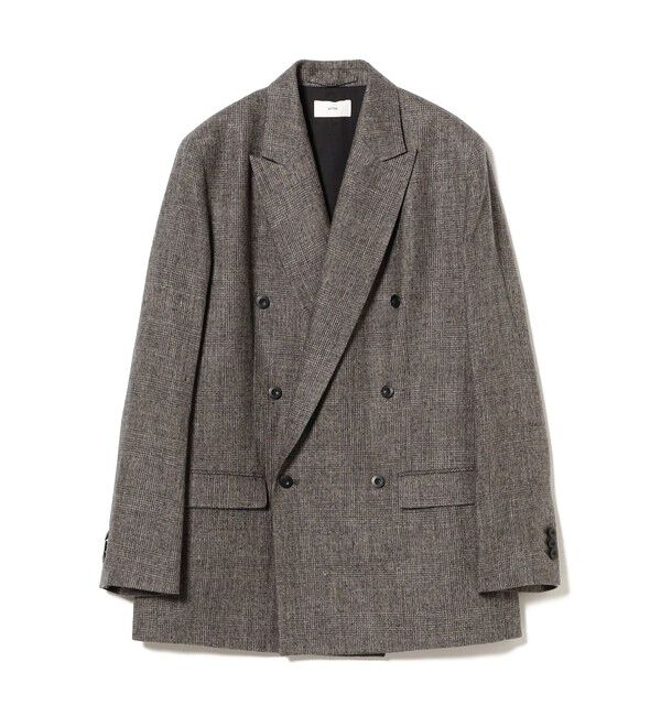 Demi-Luxe BEAMS 「ATON / ウール リネン チェック 6ボタンジャケット」|ダッフルコート|