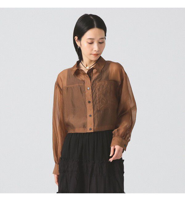 Ray BEAMS 「シアー クロップド シャツ」|シャツ・ブラウス|BROWN