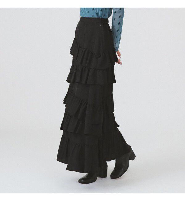 Ray BEAMS 「アシンメトリー フリル ティアード スカート」|スカート|BLACK