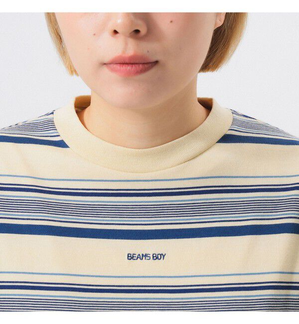 BEAMSBOY「ボーイ エンブロイダリー ボーダー ロングスリーブ Tシャツ」|Tシャツ・カットソー|