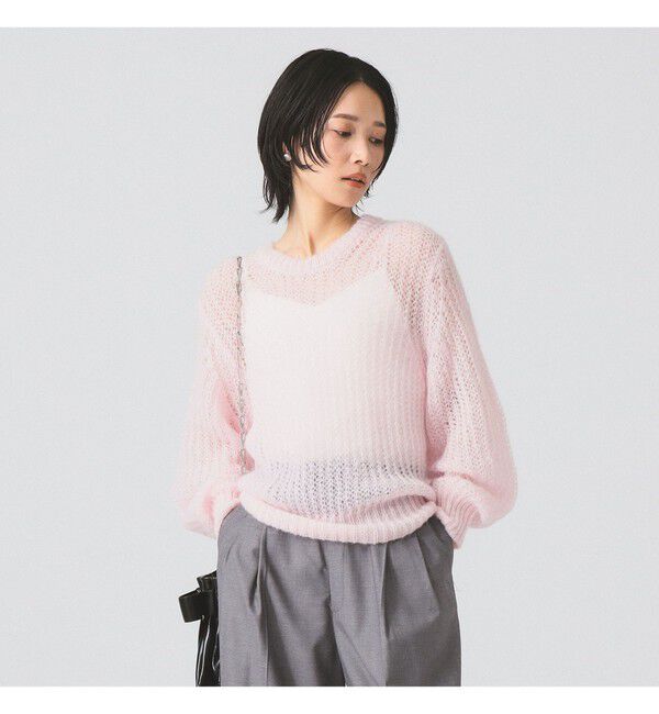 Ray BEAMS 「モヘヤ タッチ シアー クルーネック ニット」|ニット・セーター|PINK