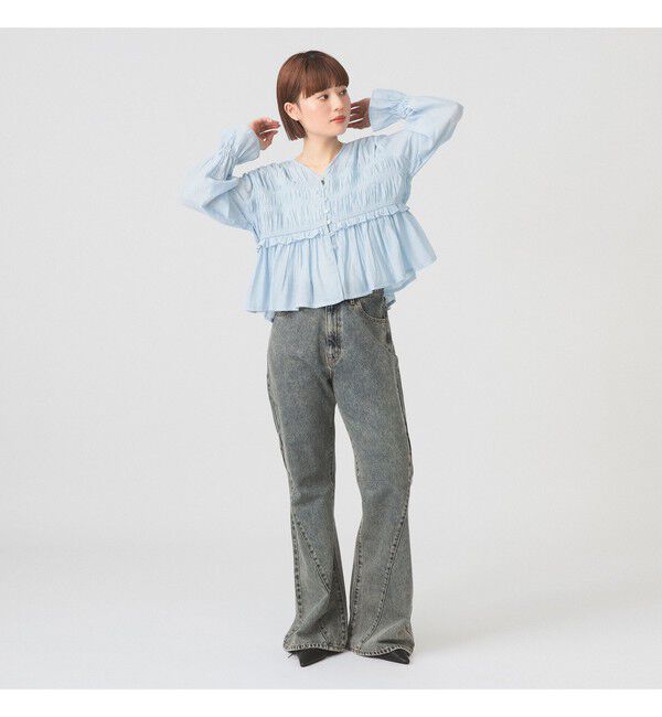 Ray BEAMS 「シャーリング ペプラム  ブラウス」|シャツ・ブラウス|