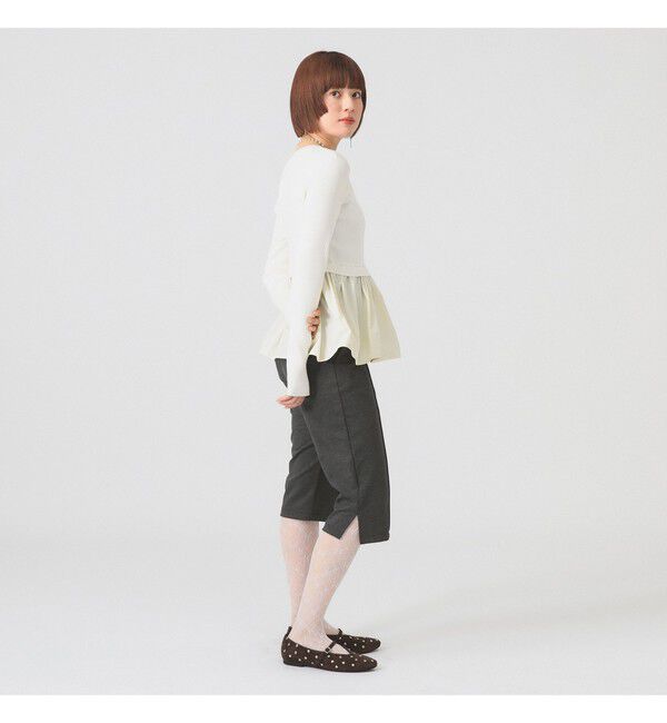 Ray BEAMS 「リブ ギャザー キリカエ クルーネック トップス」|ニット・セーター|