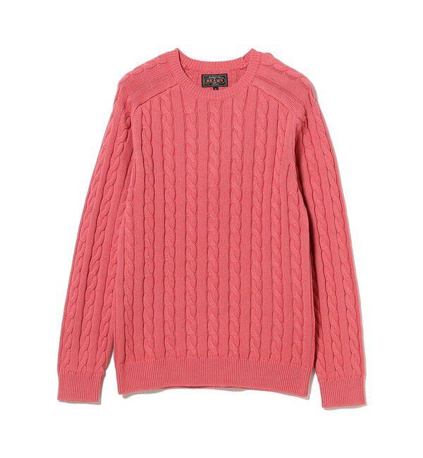 BEAMS PLUS「Crew Cable」|ニット・セーター|RED