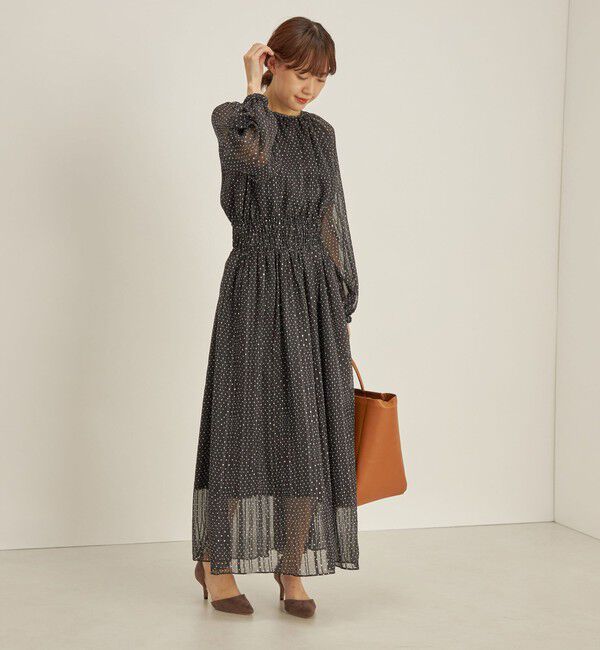 SHIPS for women「〈手洗い可能〉サテン 楊柳 ドット プリント ワンピース◆」|ワンピース|