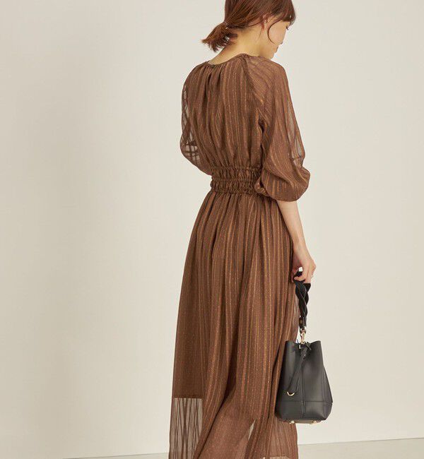 SHIPS for women「〈手洗い可能〉サテン 楊柳 ドット プリント ワンピース◆」|ワンピース|ブラウン