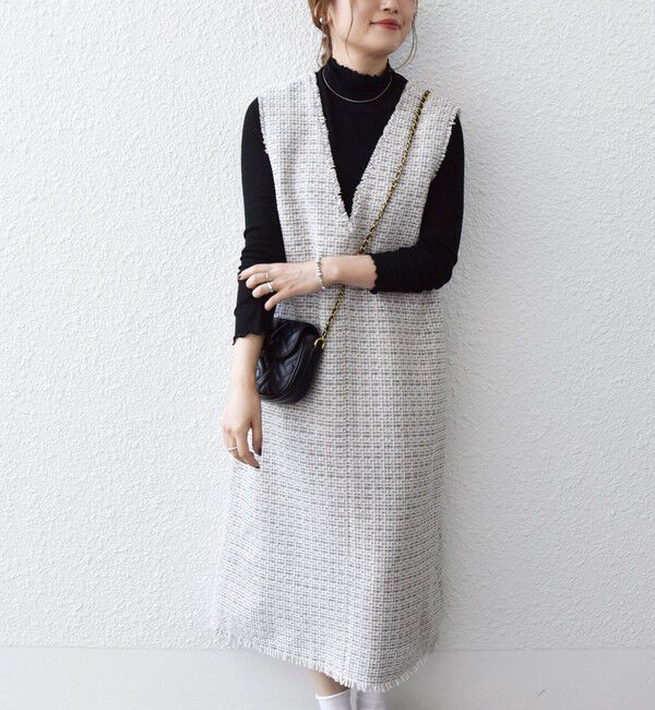 SHIPS any「SHIPS any: ツイード Aライン ジャンパースカート」|ワンピース|