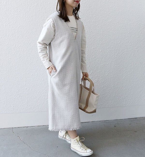 SHIPS any「SHIPS any: ツイード Aライン ジャンパースカート」|ワンピース|