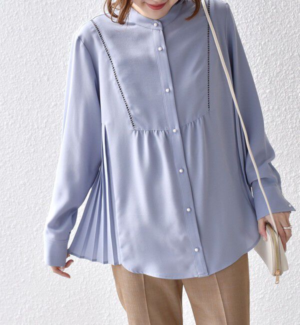 SHIPS for women「《一部追加予約》【WEB限定】〈手洗い可能〉ストレッチ ジョーゼット プリーツ ブラウス」|シャツ・ブラウス|