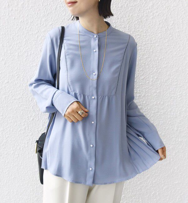 SHIPS for women「《一部追加予約》【WEB限定】〈手洗い可能〉ストレッチ ジョーゼット プリーツ ブラウス」|シャツ・ブラウス|