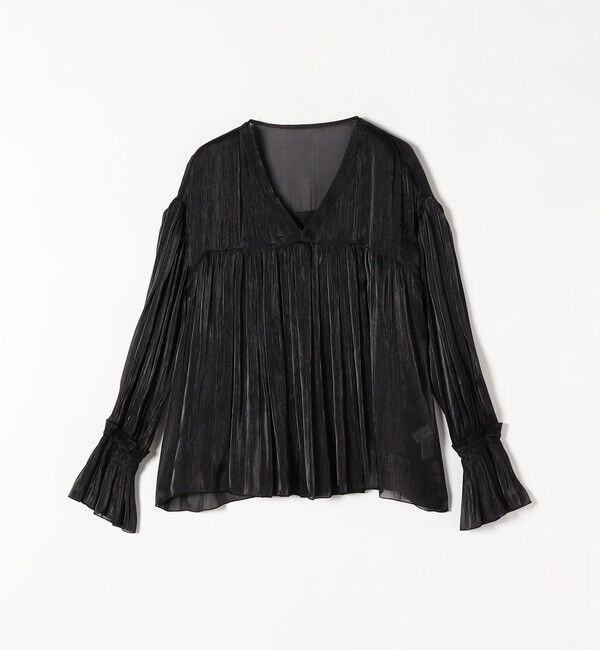 quaranciel「quaranciel:〈手洗い可能〉シアー シャイン サテン ギャザー ブラウス」|シャツ・ブラウス|