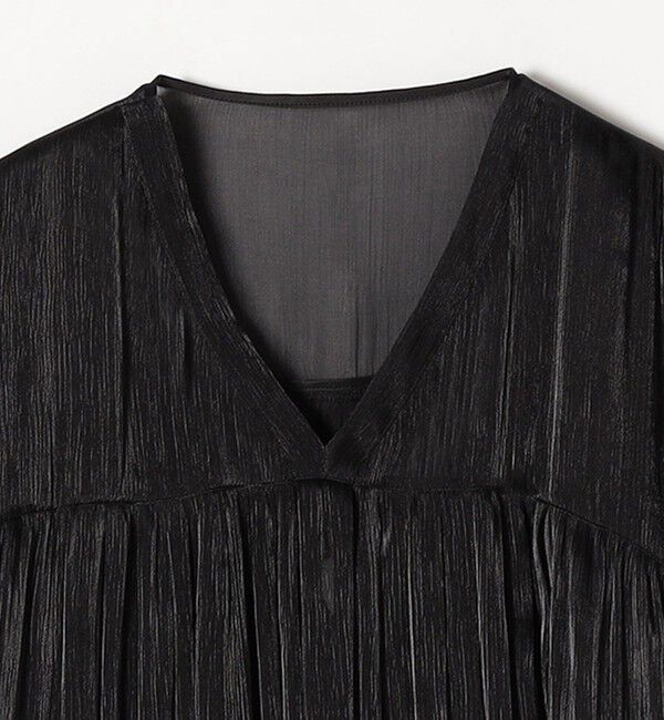 quaranciel「quaranciel:〈手洗い可能〉シアー シャイン サテン ギャザー ブラウス」|シャツ・ブラウス|