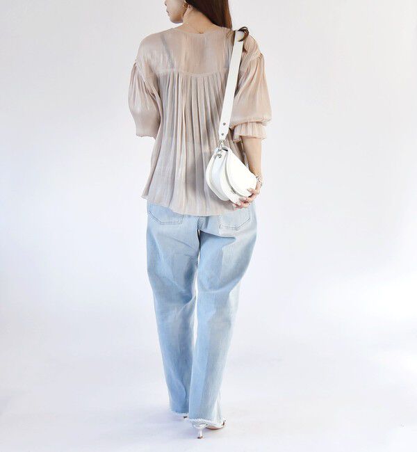 quaranciel「quaranciel:〈手洗い可能〉シアー シャイン サテン ギャザー ブラウス」|シャツ・ブラウス|