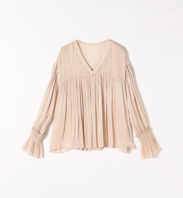 quaranciel「quaranciel:〈手洗い可能〉シアー シャイン サテン ギャザー ブラウス」|シャツ・ブラウス|