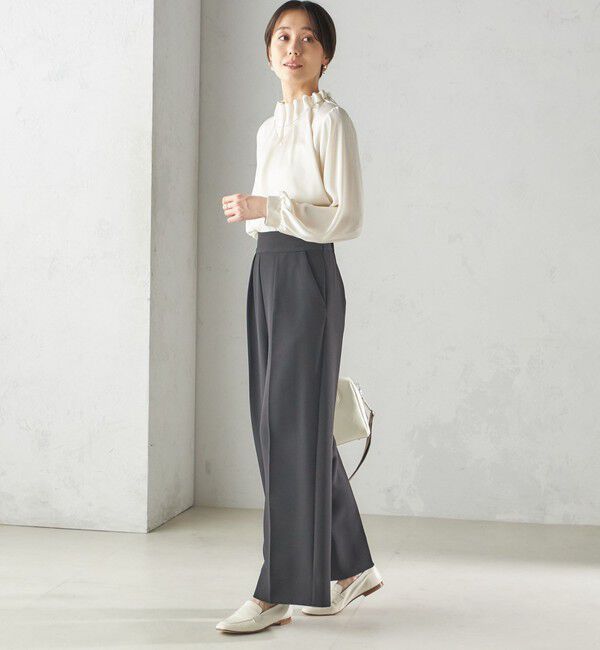 SHIPS for women「【一部WEB限定】〈手洗い可能〉ヴィンテージ サテン ネック ギャザー ブラウス」|シャツ・ブラウス|