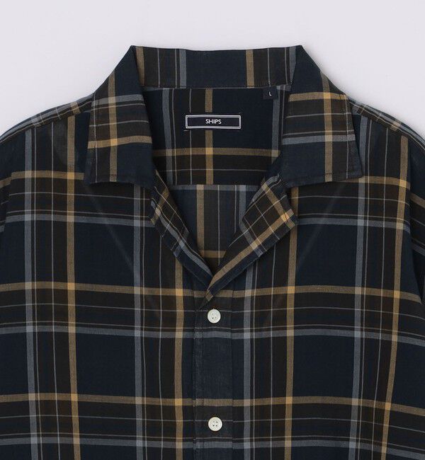 SHIPS「SHIPS: オープンカラー コットン マドラスチェック プルオーバー シャツ」|シャツ・ブラウス|