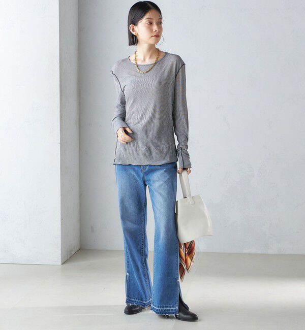 SHIPS for women「〈手洗い可能〉シアー ストレッチ クルーネック プルオーバー」|Tシャツ・カットソー|