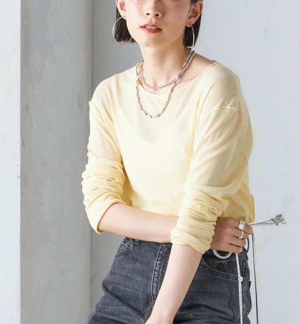 SHIPS for women「〈手洗い可能〉シアー ストレッチ クルーネック プルオーバー」|Tシャツ・カットソー|クリーム