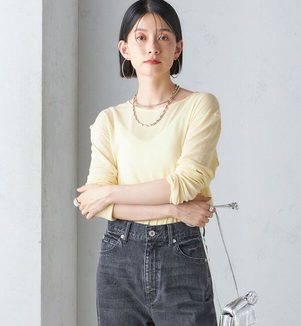 SHIPS for women「〈手洗い可能〉シアー ストレッチ クルーネック プルオーバー」|Tシャツ・カットソー|
