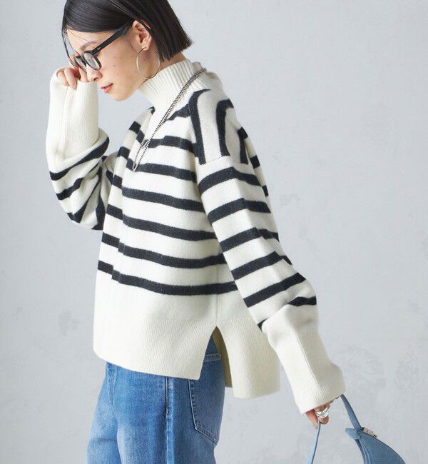 SHIPS for women「〈手洗い可能〉7G ウール カシミヤ ハイネック プルオーバー」|ニット・セーター|ブラック