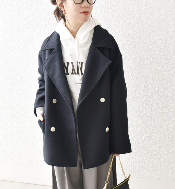 SHIPS any「SHIPS any: ウール ミックス コクーン ショート Pコート」|その他|