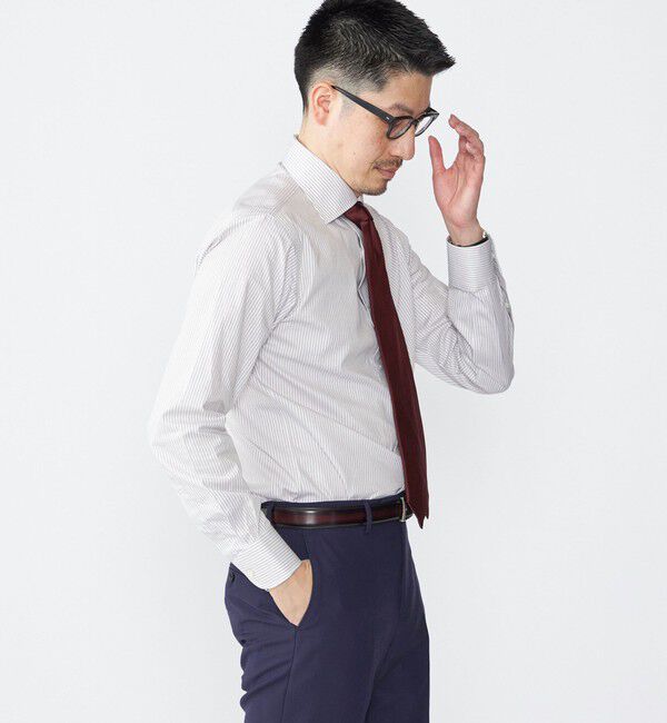 SHIPS「SHIPS: イージーアイロン ドビー ストライプ ワイドカラー シャツ」|シャツ・ブラウス|