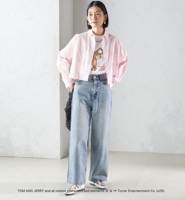 SHIPS for women「〈洗濯機可能〉ピン オックス 刺繍 クロップド シャツ」|シャツ・ブラウス|