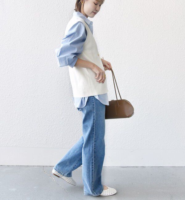 SHIPS for women「〈手洗い可能〉ワンポイント 刺繍 Vネック ベスト」|ベスト・ジレ|