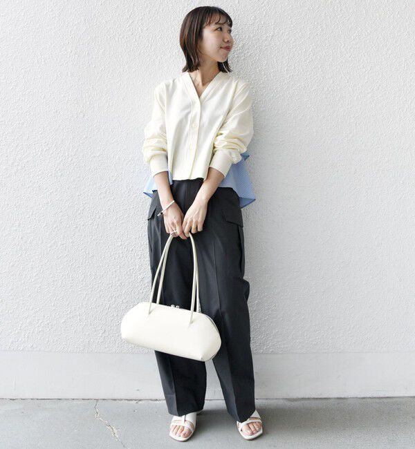 SHIPS for women「【WEB限定】〈手洗い可能〉布帛 コンビ Vネック カーディガン」|カーディガン|