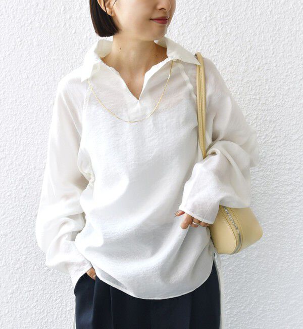 SHIPS for women「【WEB限定】〈洗濯機可能〉シアー ハイネック 2WAY ブラウス」|シャツ・ブラウス|オフホワイト