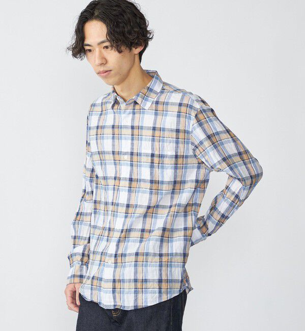 SHIPS「SHIPS: BEZ ウォッシュド チェック ロングスリーブ シャツ」|シャツ・ブラウス|