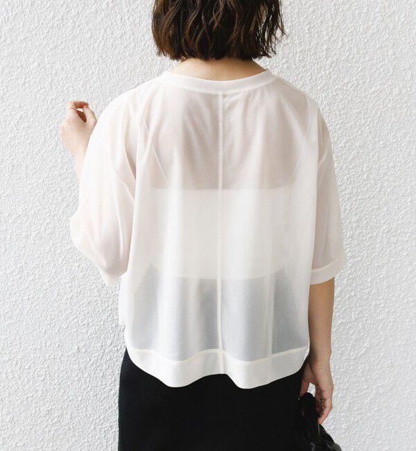 SHIPS for women「〈手洗い可能〉シアー トリコット ショート スリーブ プルオーバー」|Tシャツ・カットソー|