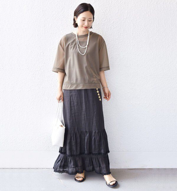 SHIPS for women「〈手洗い可能〉シアー トリコット ショート スリーブ プルオーバー」|Tシャツ・カットソー|