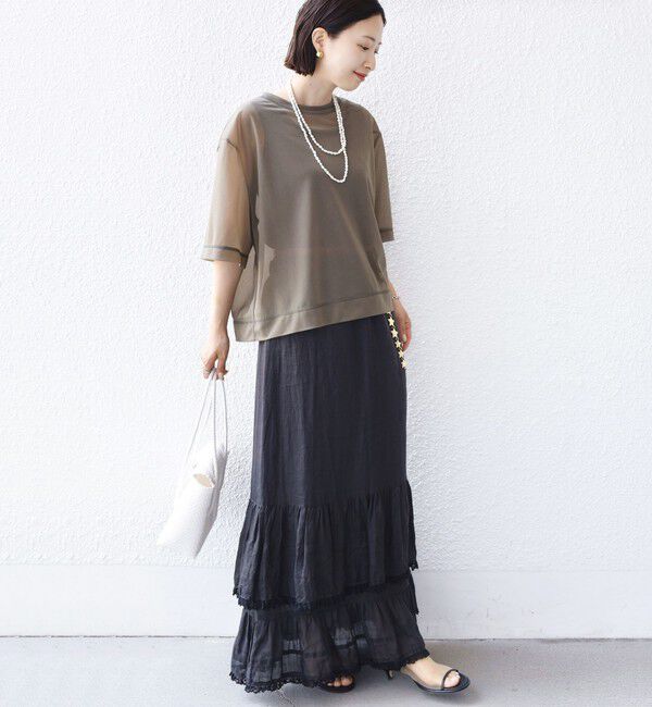 SHIPS for women「〈手洗い可能〉シアー トリコット ショート スリーブ プルオーバー」|Tシャツ・カットソー|