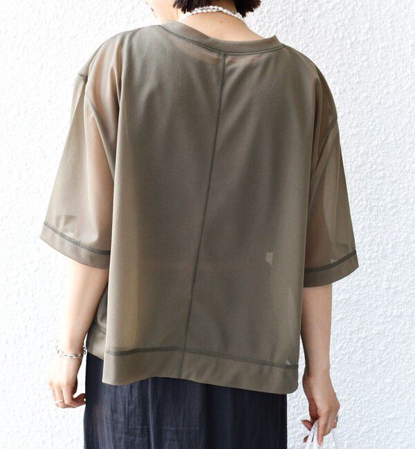 SHIPS for women「〈手洗い可能〉シアー トリコット ショート スリーブ プルオーバー」|Tシャツ・カットソー|