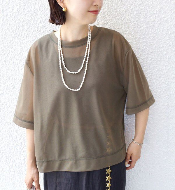 SHIPS for women「〈手洗い可能〉シアー トリコット ショート スリーブ プルオーバー」|Tシャツ・カットソー|