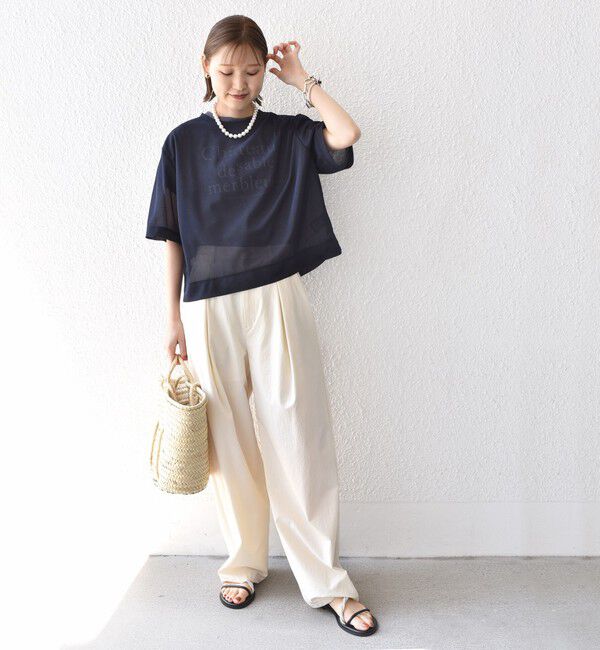 SHIPS for women「〈手洗い可能〉シアー トリコット ショート スリーブ プルオーバー」|Tシャツ・カットソー|