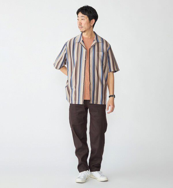 SHIPS「SHIPS: ハニカム ストライプ ショートスリーブ オープンカラー シャツ」|シャツ・ブラウス|