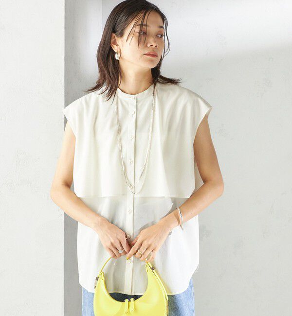 SHIPS for women「〈手洗い可能〉シアー トリコット フレア ヨーク ノースリーブ ブラウス」|シャツ・ブラウス|