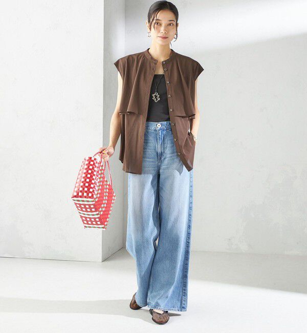 SHIPS for women「〈手洗い可能〉シアー トリコット フレア ヨーク ノースリーブ ブラウス」|シャツ・ブラウス|