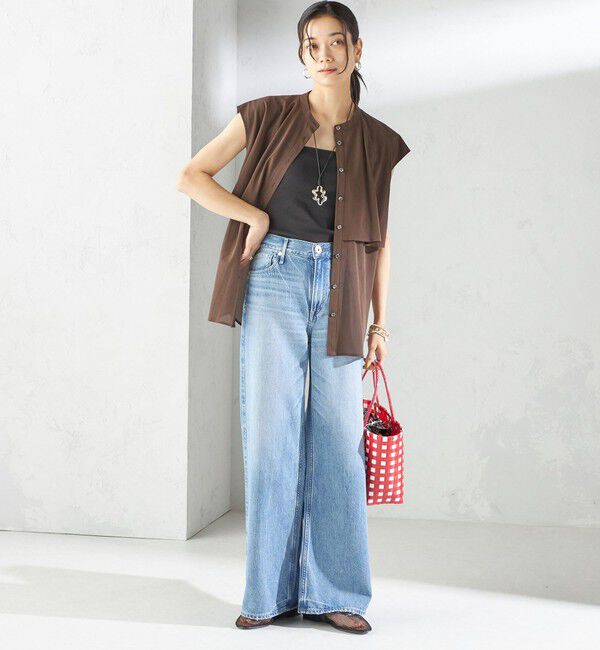 SHIPS for women「〈手洗い可能〉シアー トリコット フレア ヨーク ノースリーブ ブラウス」|シャツ・ブラウス|