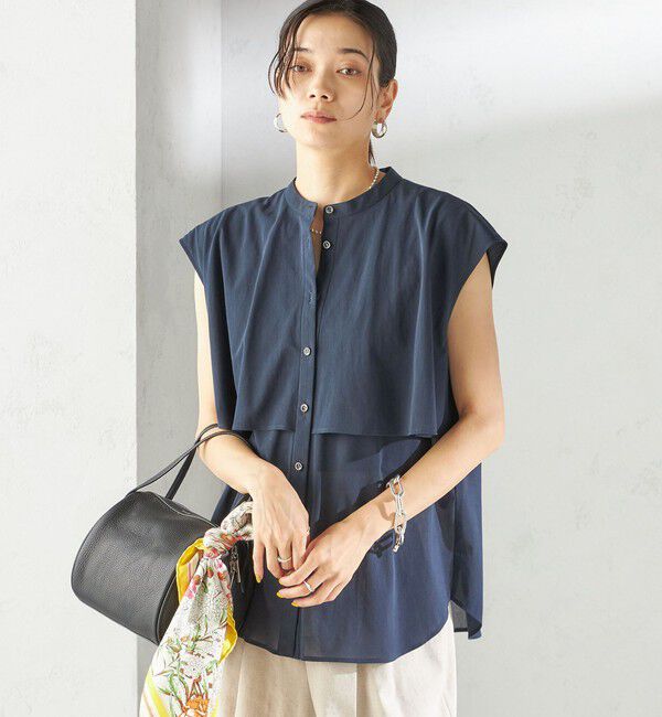 SHIPS for women「〈手洗い可能〉シアー トリコット フレア ヨーク ノースリーブ ブラウス」|シャツ・ブラウス|